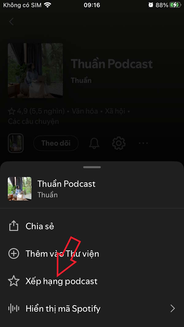 Xếp hạng podcast Spotify