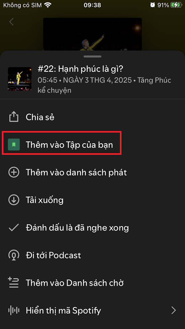 Tạo playlist podcast Spotify