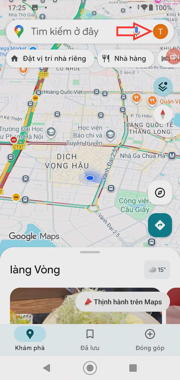 Giao diện Google Maps