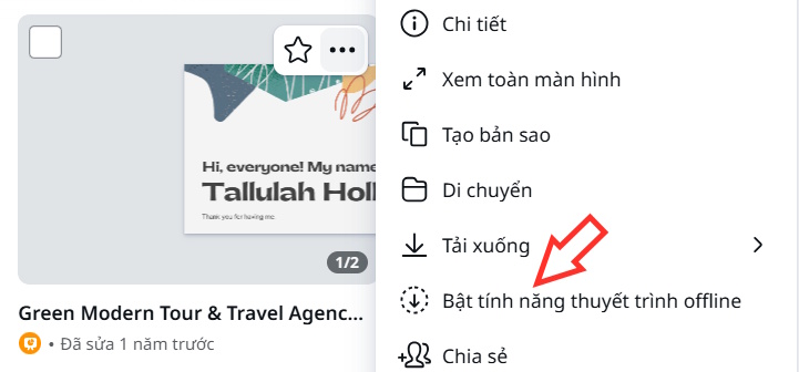 Tình năng thuyết trình offline trên Canva