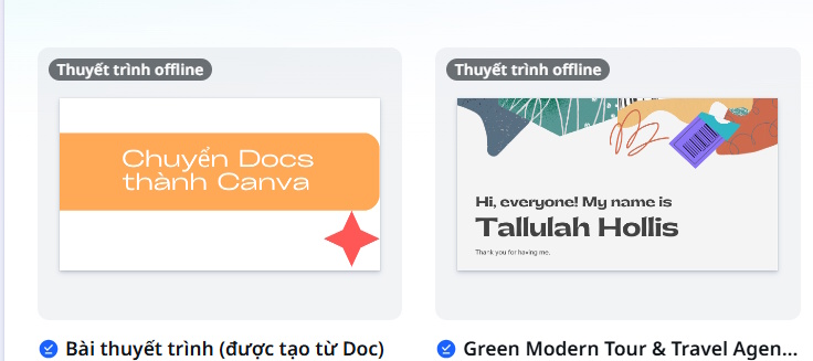 Bài thuyết trình offline trên Canva