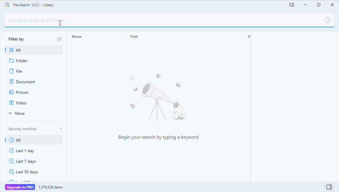 Tìm kiếm file mới Listary