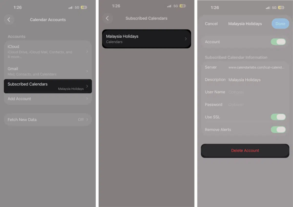 Xóa lịch đáng ngờ trên iPhone
