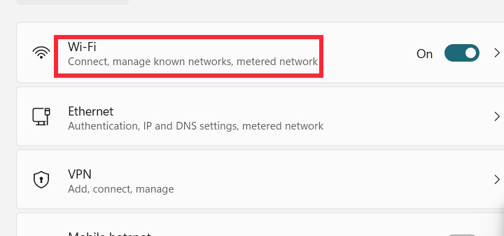 Kết nối WiFi Windows 11
