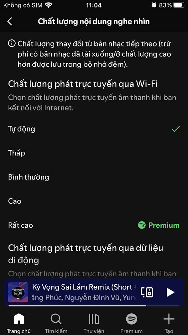Tùy chọn chất lượng