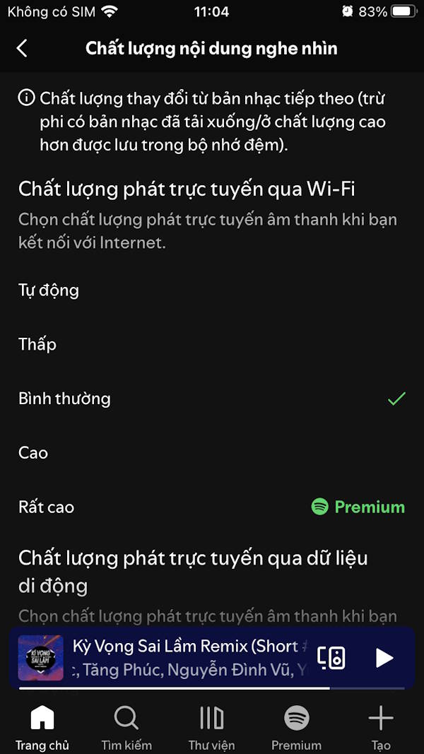 Chọn chất lượng tải