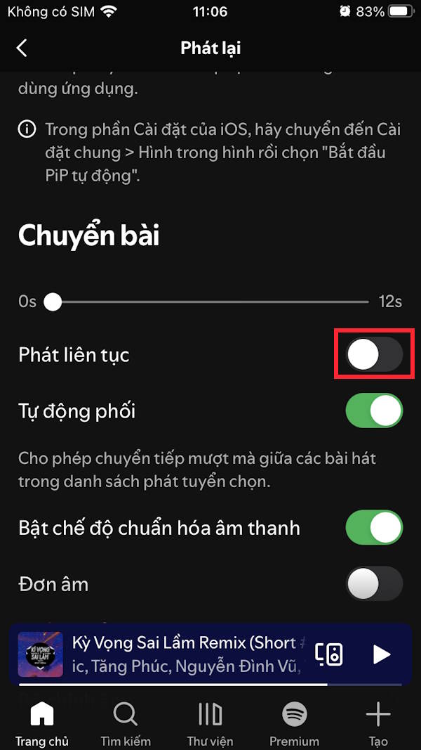 Tắt phát lại liên tục podcast Spotify