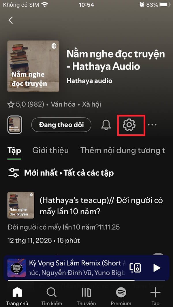 Chỉnh kênh podcast theo dõi