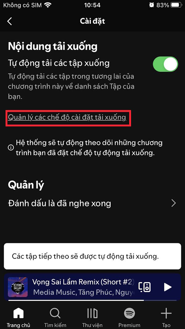 Chỉnh số lượng tải podcast Spotify