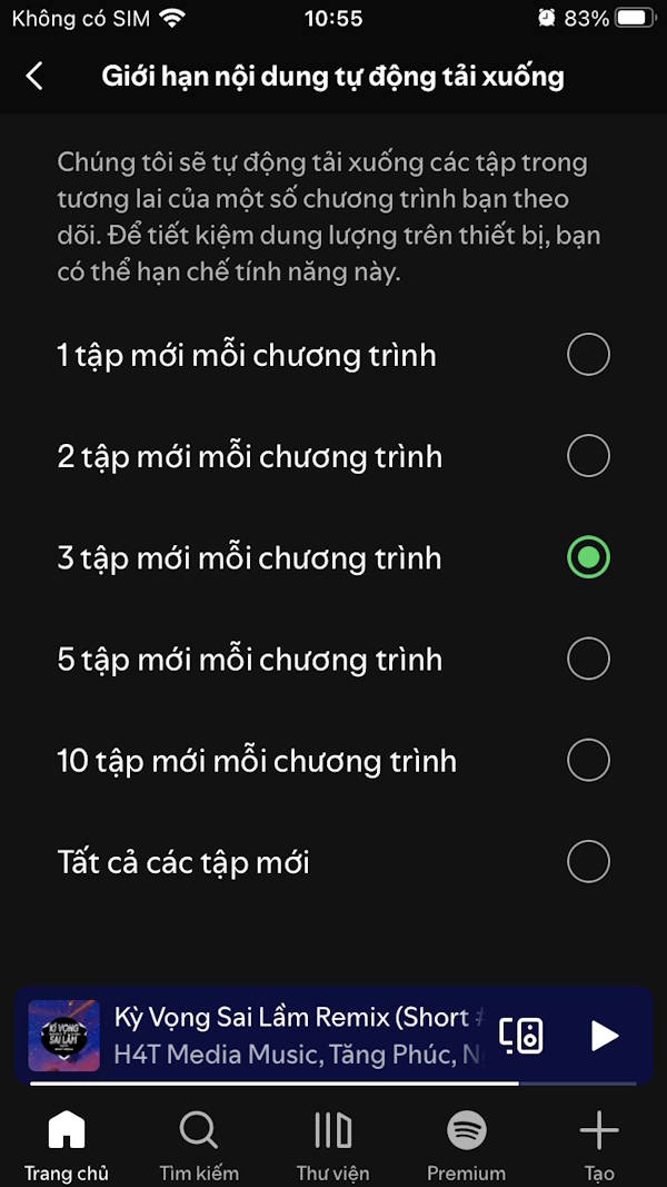Chọn số lượng tập tải