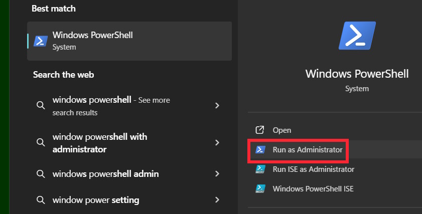 Mở Windows PowerShell quyền Admin