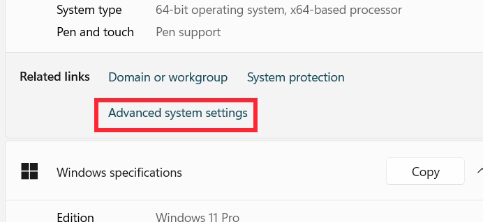 Advanced system settings