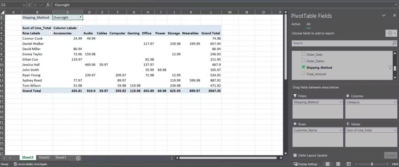 Thêm bộ lọc vận chuyển vào bảng tổng hợp