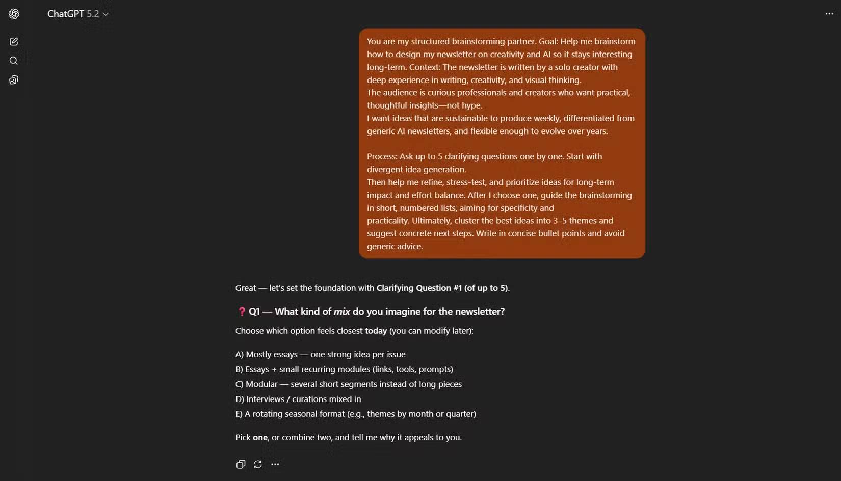 Một bố cục câu hỏi gợi ý có cấu trúc xác định mục tiêu và ràng buộc