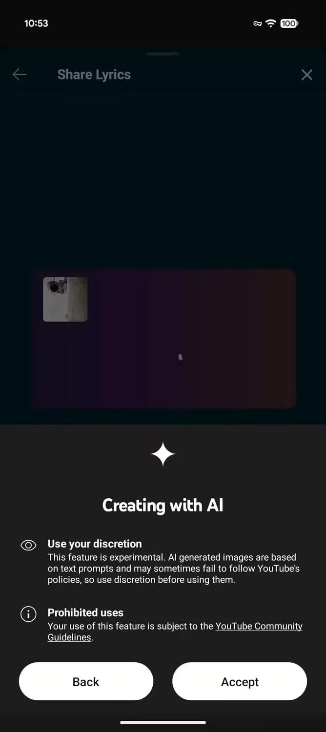 Tính năng tạo nền AI theo lời nhạc chia sẻ YouTube Music