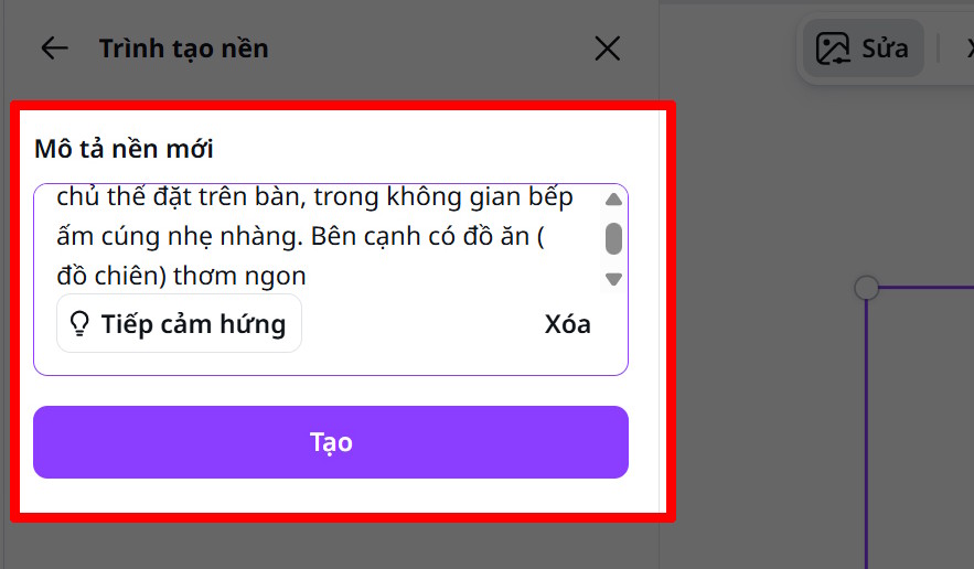 Nội dung mô tả nền ảnh muốn tạo trên Canva