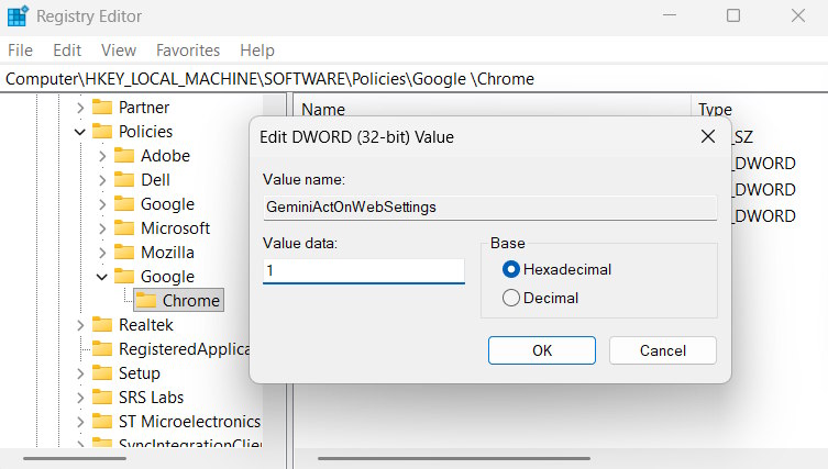 Chặn Gemini tác động lên nội dung Chrome