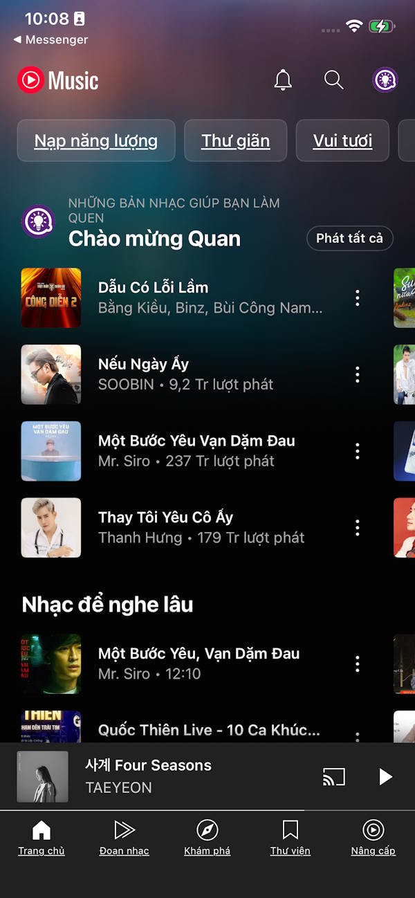 Giao diện YouTube Music
