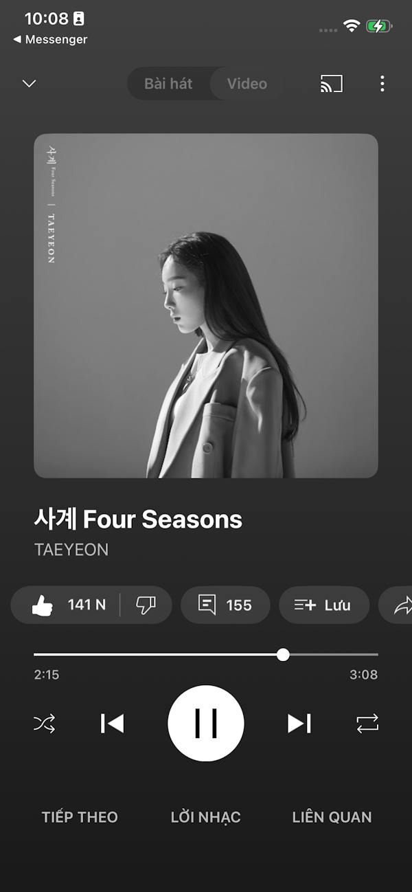 Mở bài hát YouTube Music theo thời gian chia sẻ