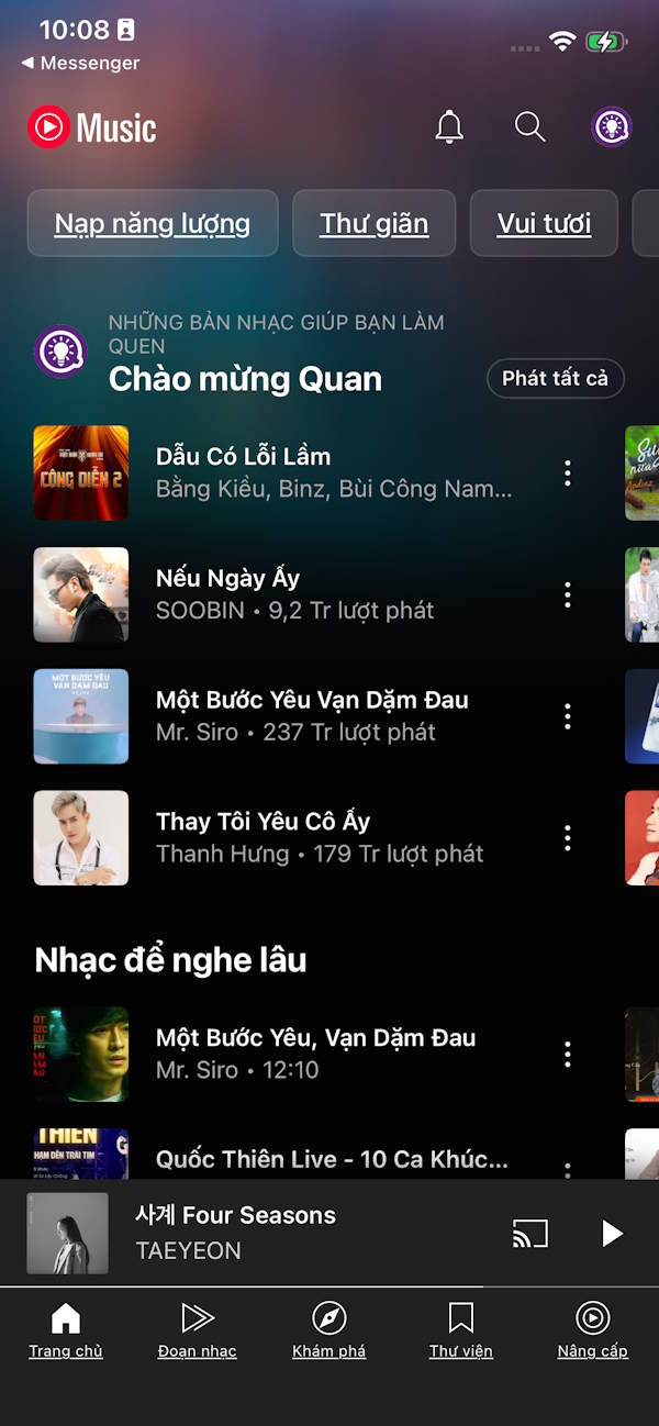 Giao diện YouTube Music