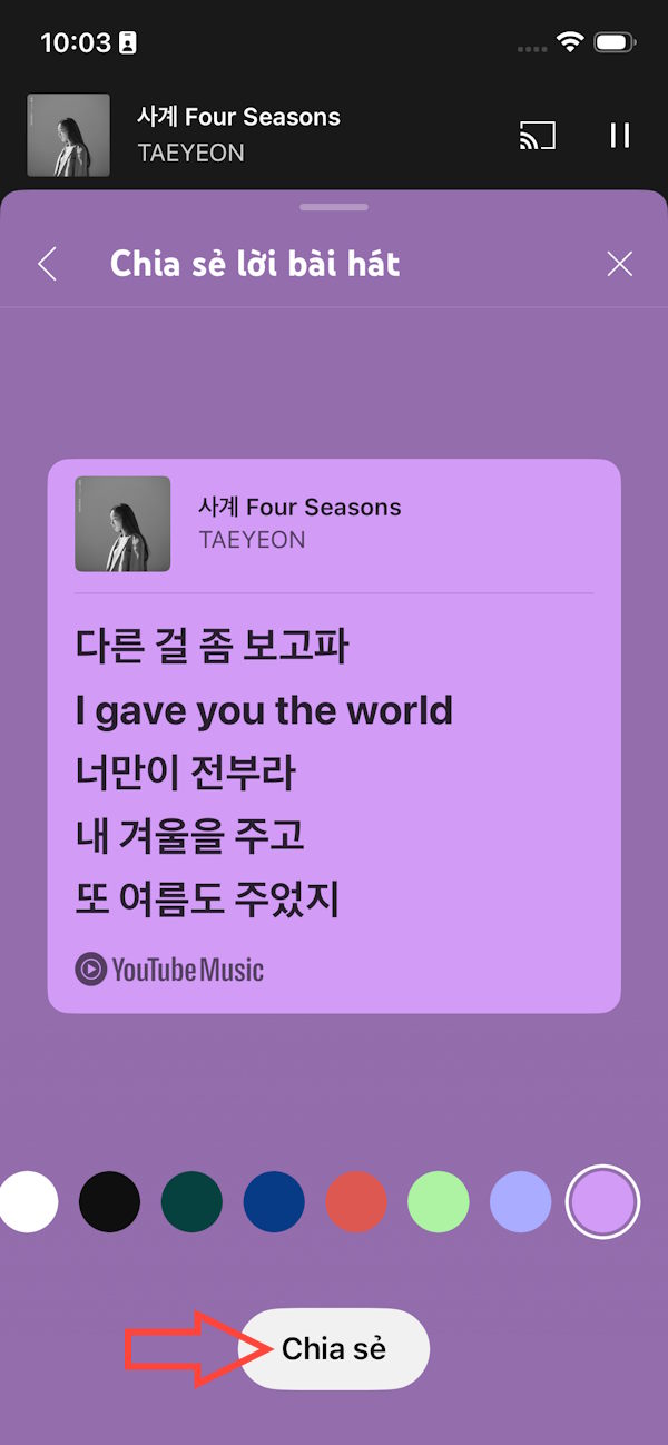 Đăng lời nhạc YouTube Music