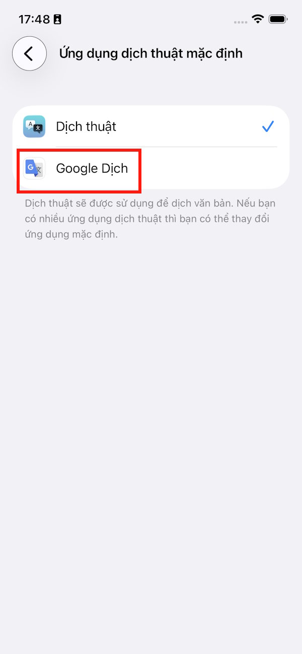Chọn Google Dịch