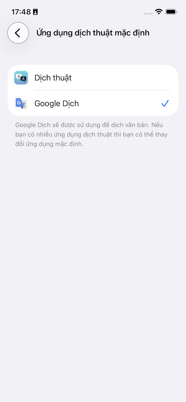 Đặt Google Dịch mặc định trên iPhone