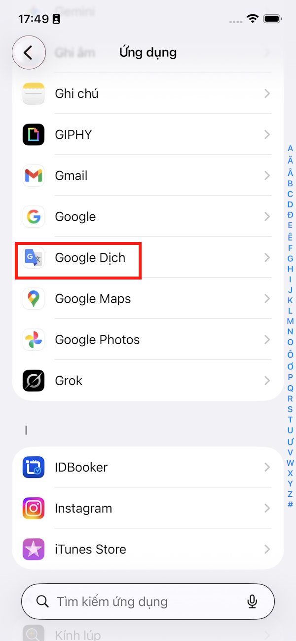 Chọn Google Dịch 