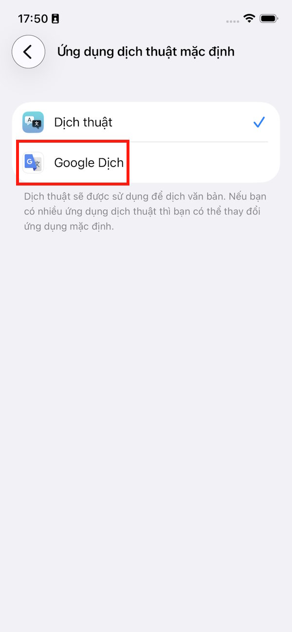 Chọn Google Dịch 