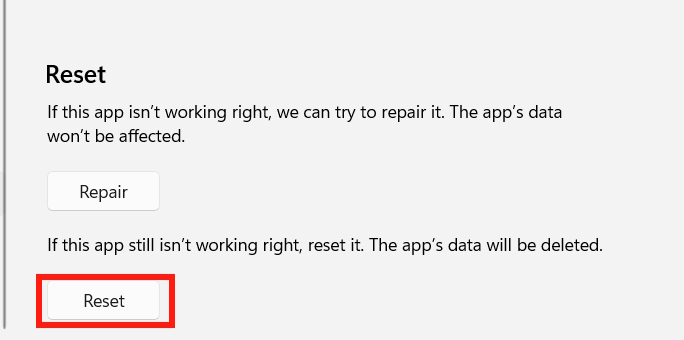 Reset Notepad về trạng thái ban đầu qua Settings