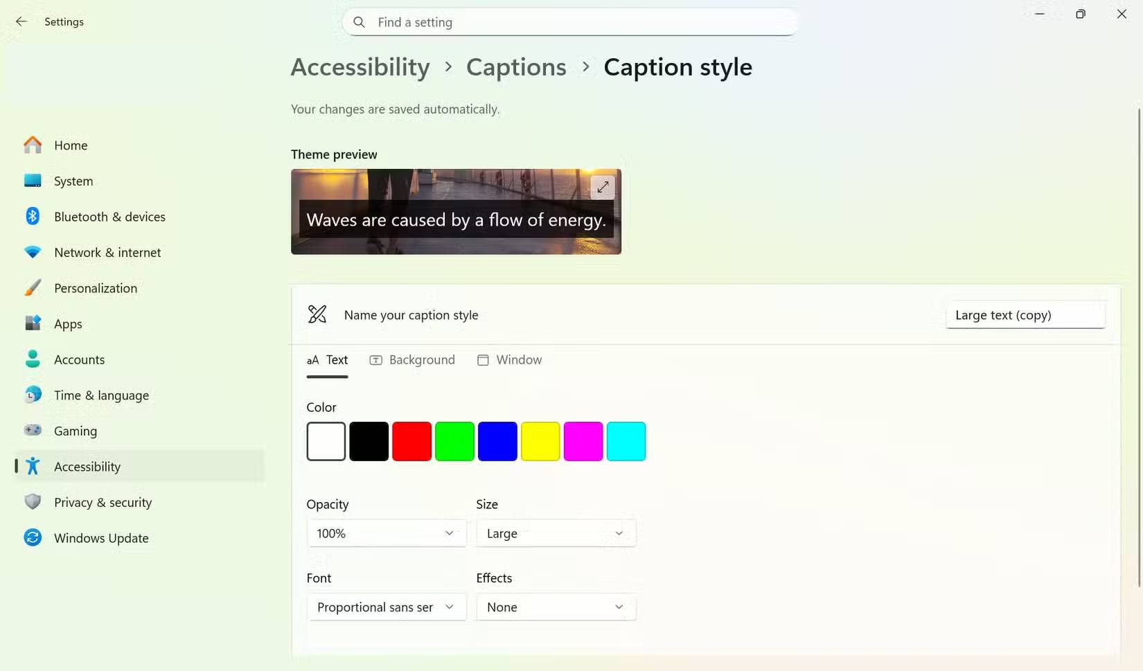 Tùy chỉnh Live Captions của Windows
