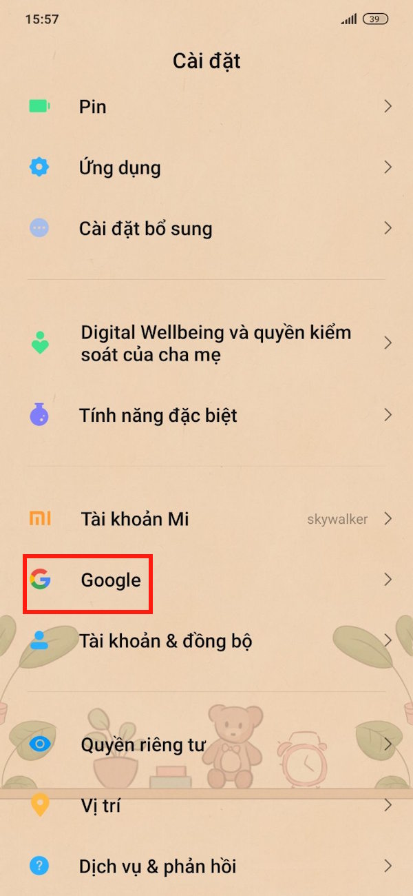 Cài đặt Google trong Android