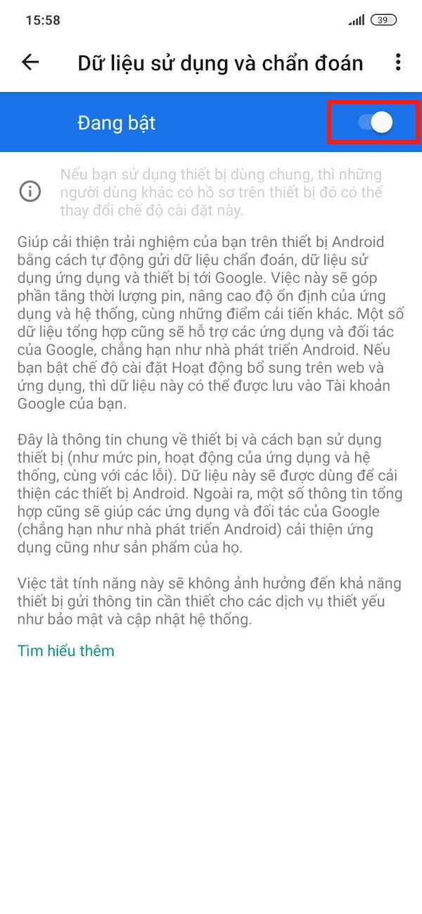Sử dụng dữ liệu để chẩn đoán cho Google 