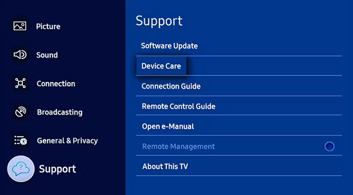 Manage Storage tivi Samsung