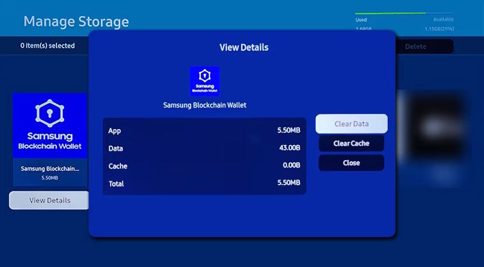Xóa dữ liệu cahe VTV Go trên Samsung