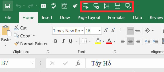 Hiện lệnh Speak Cells Excel