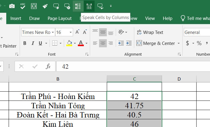 Đọc nội dung chiều dọc hoặc ngang trong Excel
