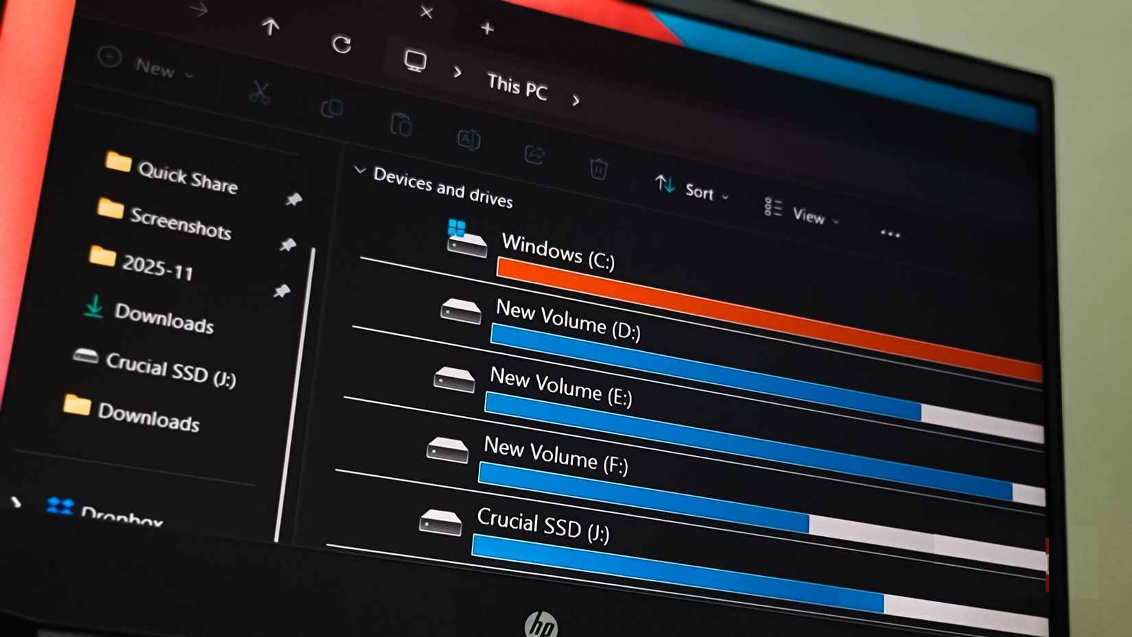 File Explorer trên Windows 11 PC trên laptop HP