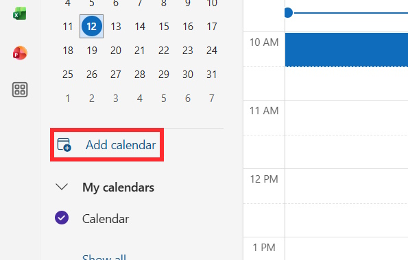 Thêm lịch trong Outlook