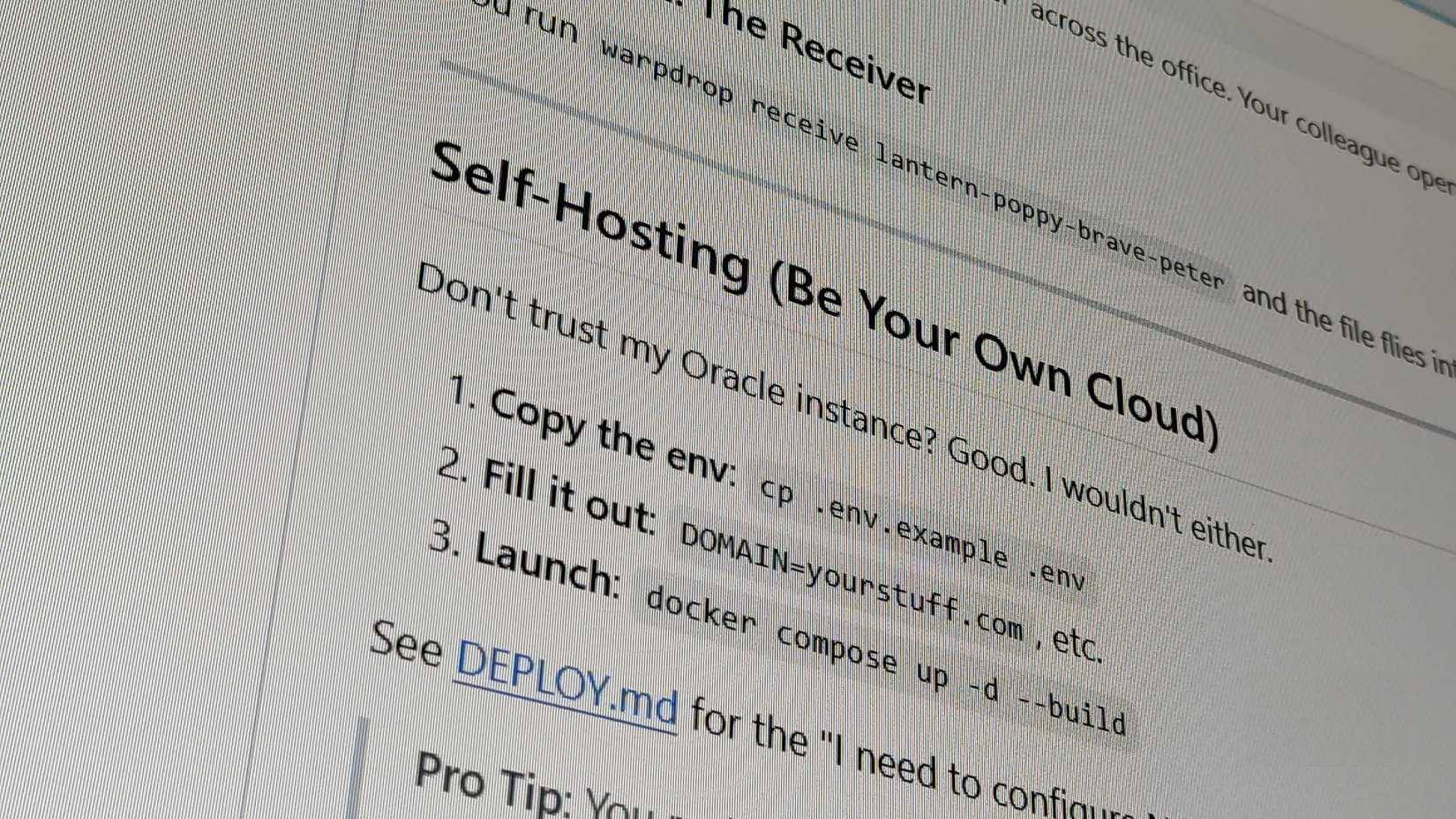 WarpDrop tự host trên GitHub