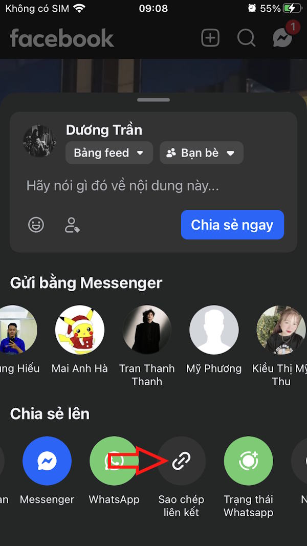 Sao chép liên kết Facebook 