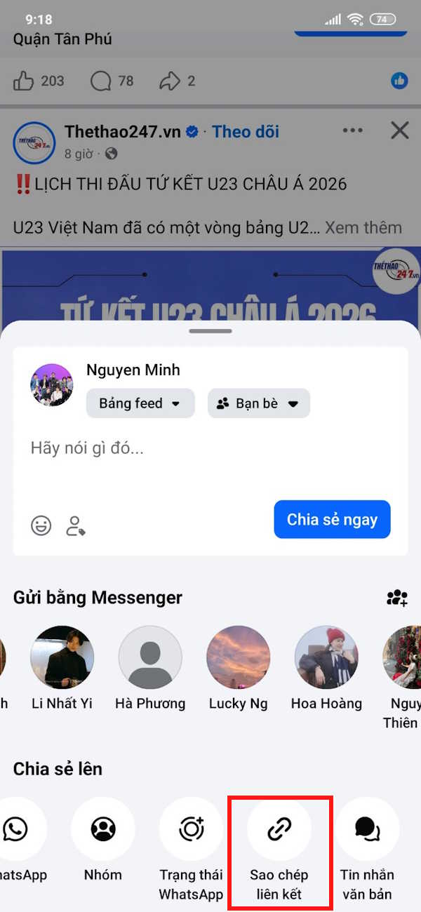 Lấy link bài viết trên Facebook 
