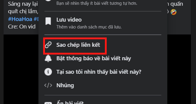 Sao chép liên kết Facebook 