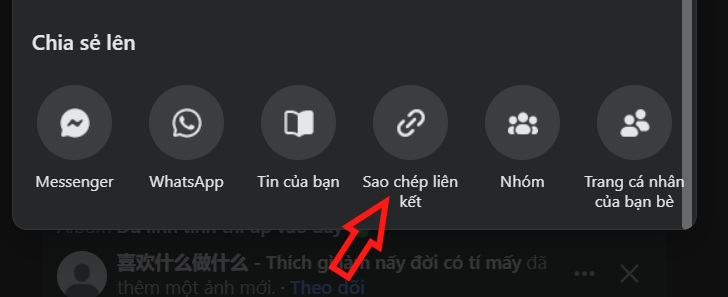 Sao chép liên kết bài đăng Facebook 