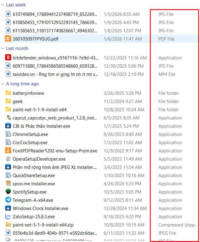 Phân loại tập tin thư mục Downloads