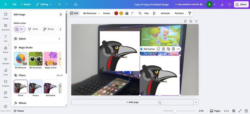 Chỉnh sửa ảnh trên Canva với chuyển động chuột chính xác