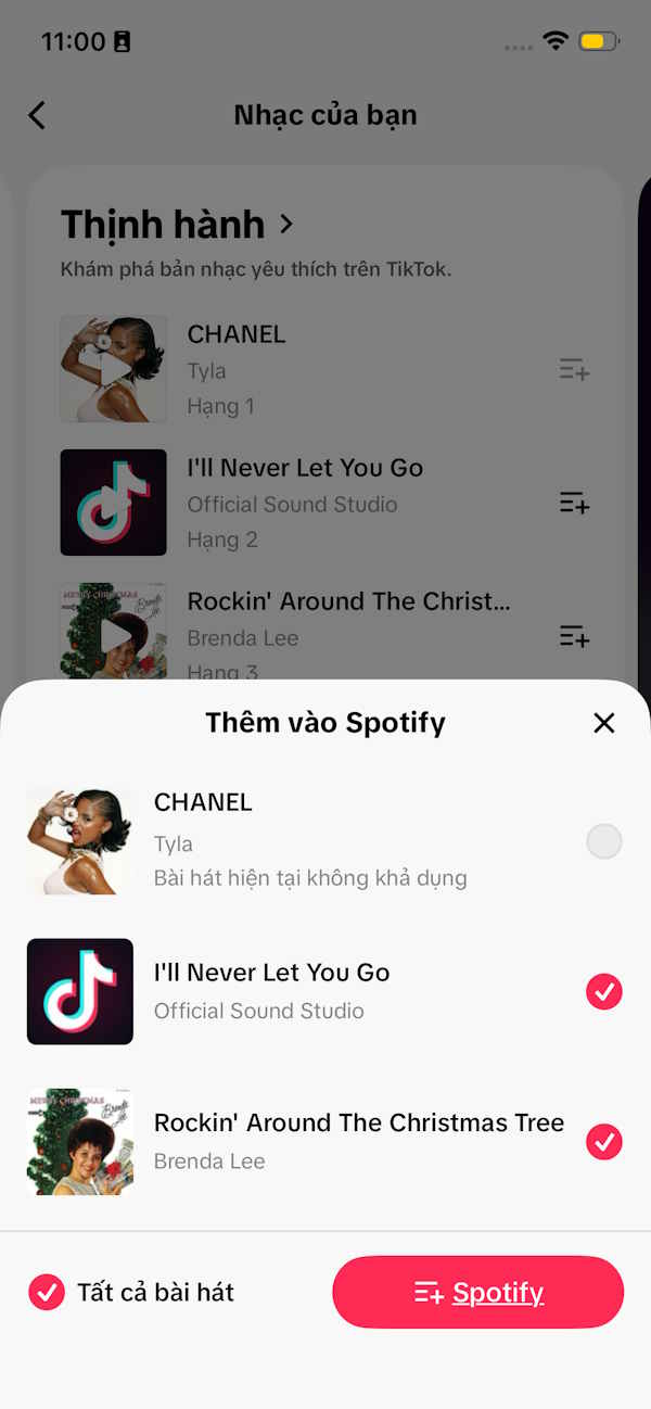 Thêm nhạc TikTok vào Spotify