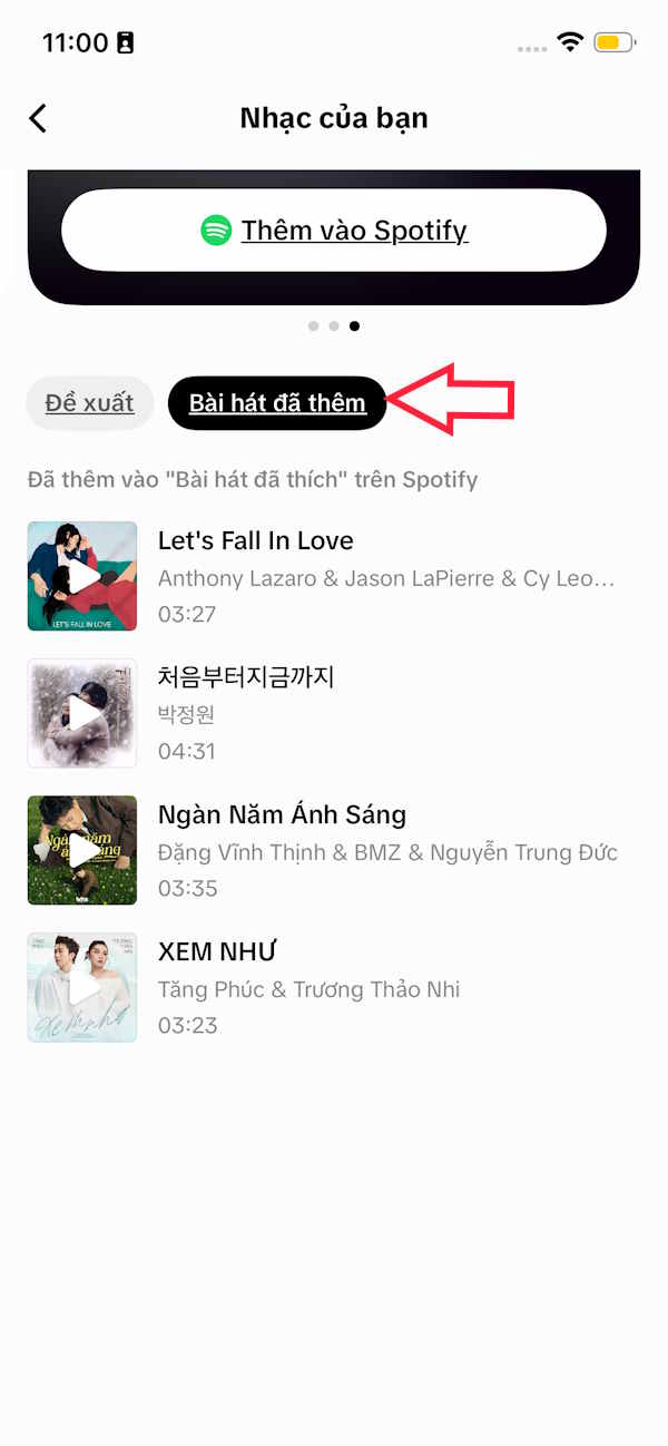 Bài hát đã thêm trên TikTok