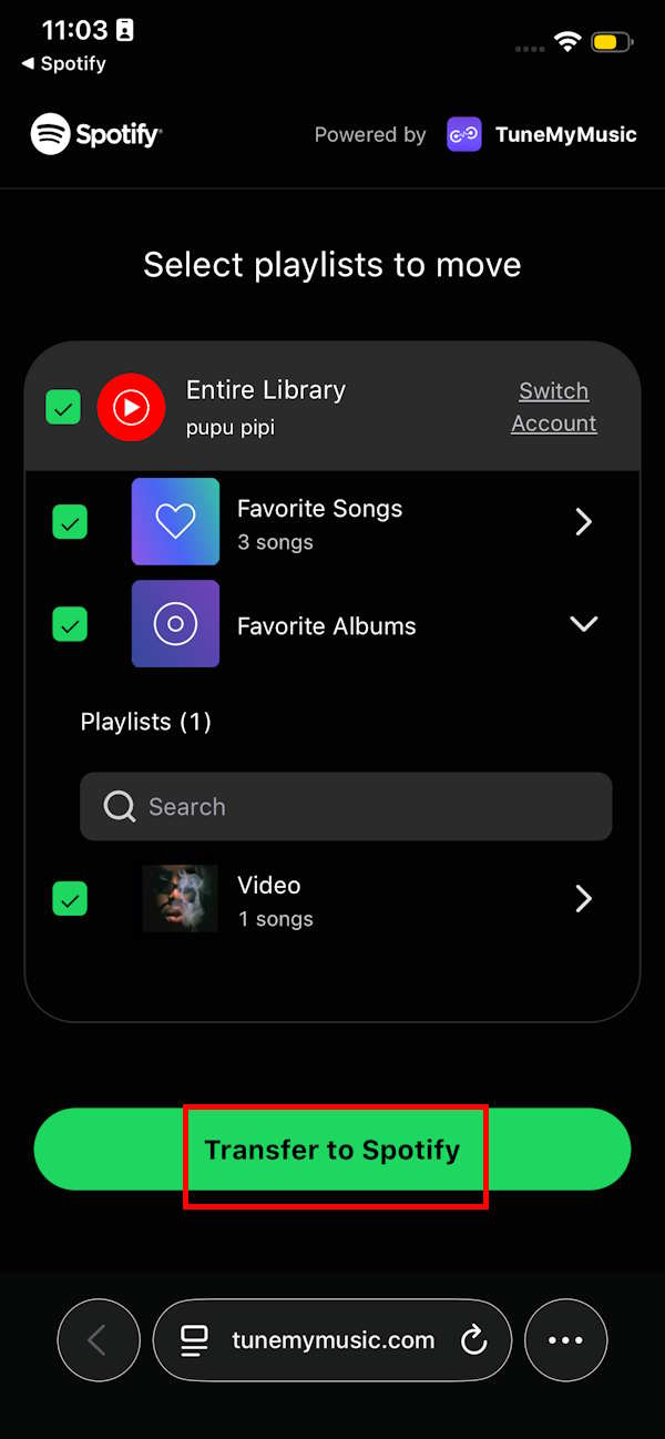 Chuyển nhạc sang Spotify