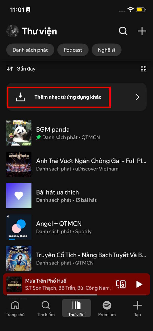 Thêm nhạc từ ứng dụng khác vào Spotify